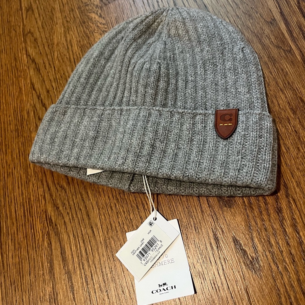 NWT Coach Cashmere Ribbed Knit Beanie